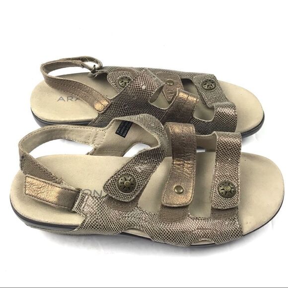 Aravon Women’s Power Comfort  3 Strap Metallic Sandals Size 7 - Picture 4 of 10